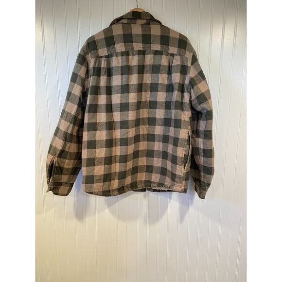 Wrangler Sherpa Fleece Lined Flannel Shirt Mens Med Jacket Green Plaid Outdoor - Picture 5 of 5